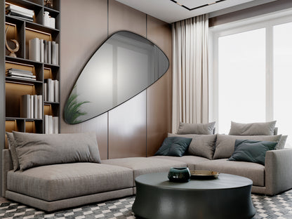 Espejo Orio Triangular Negro Mate Schuller (165x85) - Diseño moderno y minimalista para recibidor o salón.