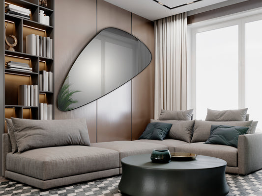 Espejo Orio Triangular Negro Mate Schuller (165x85) - Diseño moderno y minimalista para recibidor o salón.