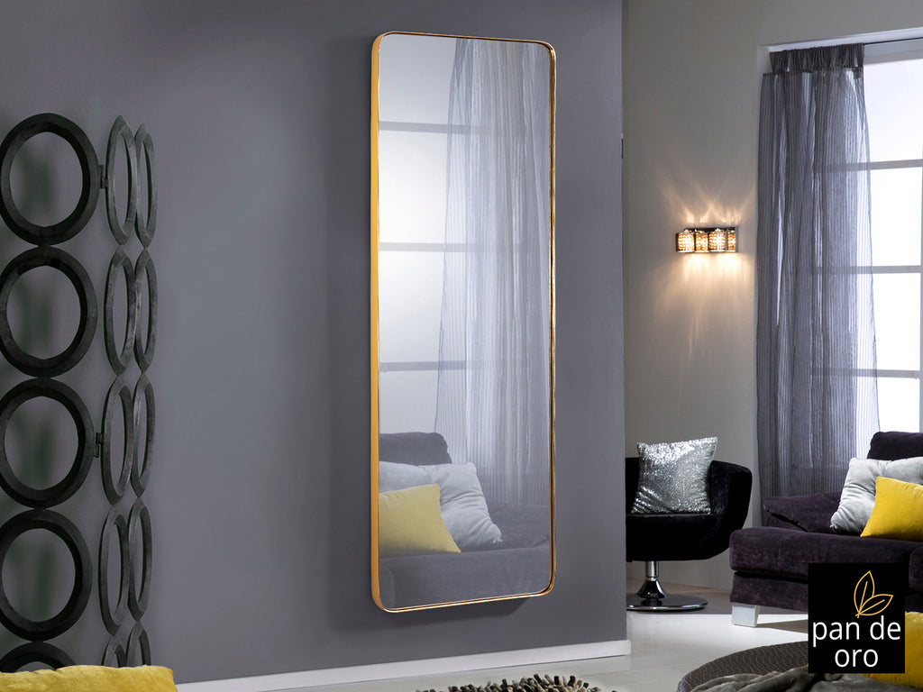 Espejo rectangular Orio pan de oro 65x180cm para salón y recibidor estilo Art Déco y clásico de Schuller | Decoración de lujo