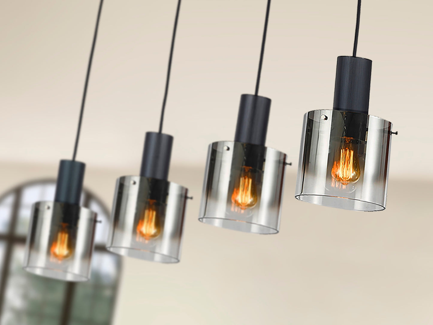 Lámpara de techo I3-Venize negra y smoke de Schuller (12828) - Diseño industrial moderno con cristal, ideal para salón.