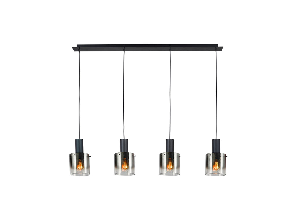 Lámpara de techo I3-Venize negra-smoke de Schuller, diseño moderno e industrial, ideal para salón. Fabricada en metal y cristal, colección Venize.