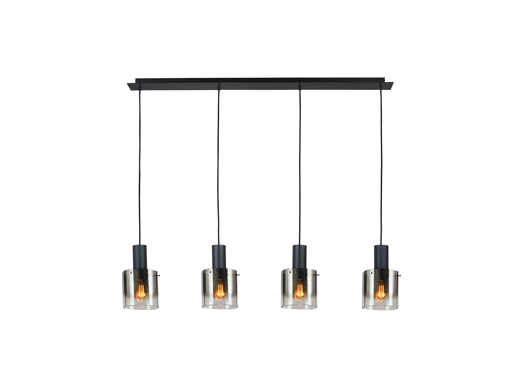 Lámpara de techo I3-Venize negra-smoke de Schuller, diseño moderno e industrial, ideal para salón. Fabricada en metal y cristal, colección Venize.
