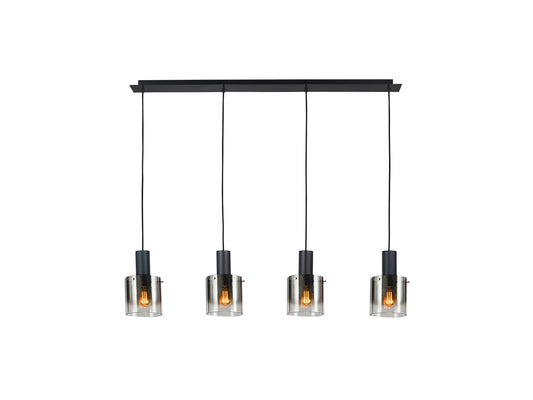 Lámpara de techo I3-Venize negra-smoke de Schuller, diseño moderno e industrial, ideal para salón. Fabricada en metal y cristal, colección Venize.