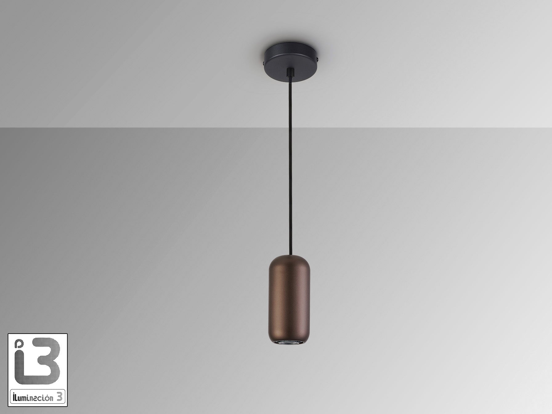 Lámpara colgante Nimes 1L negro y marrón de estilo industrial para comedor o salón, regulable en altura, fabricada por Schuller.