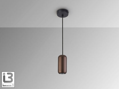 Lámpara colgante Nimes 1L negro y marrón de estilo industrial para comedor o salón, regulable en altura, fabricada por Schuller.