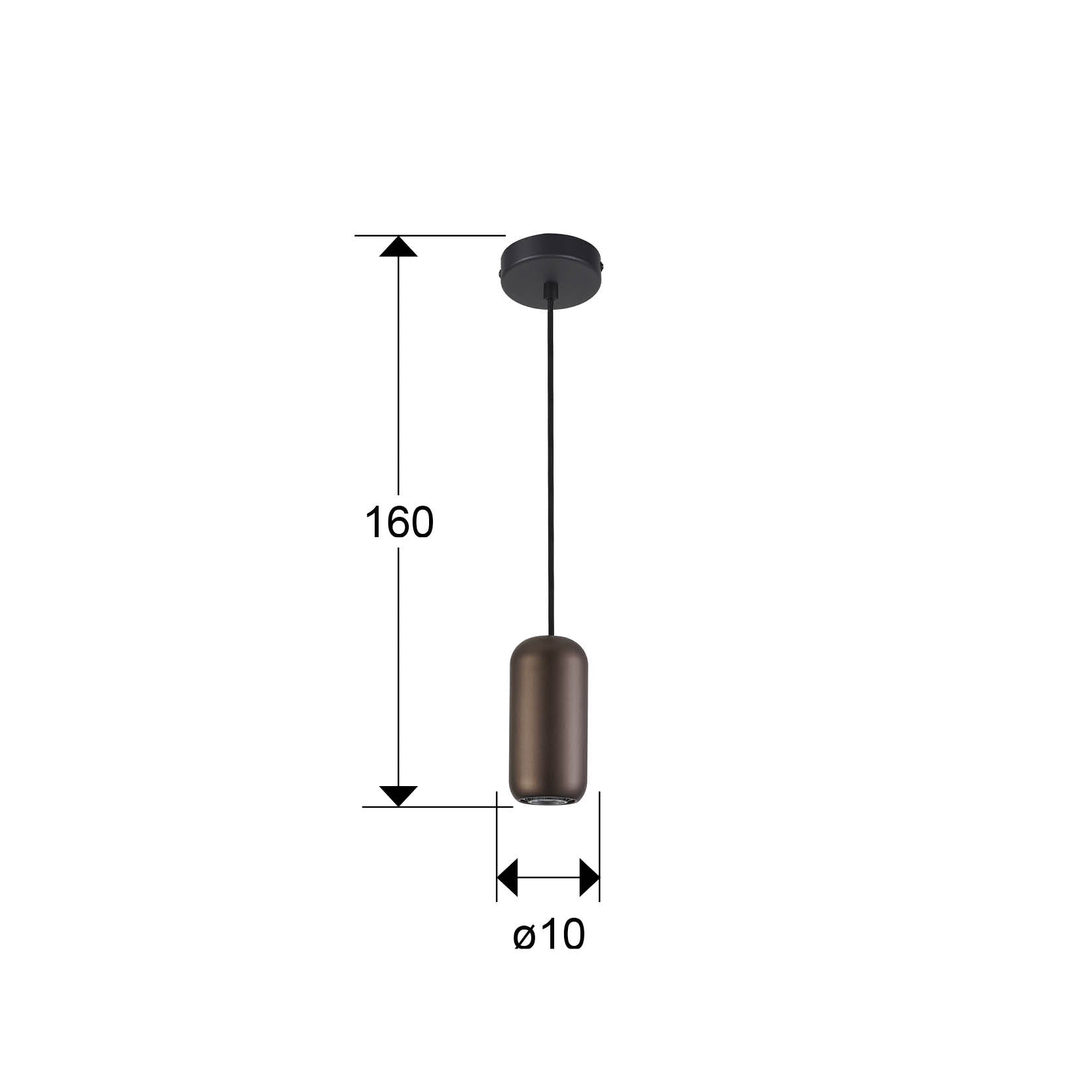 Medidas de Lámpara colgante Nimes 1L negro y marrón de estilo industrial para comedor o salón, regulable en altura, fabricada por Schuller.