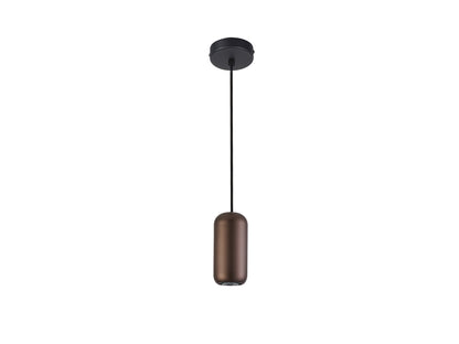 Lámpara colgante Nimes 1L negro y marrón de estilo industrial para comedor o salón, regulable en altura, fabricada por Schuller.
