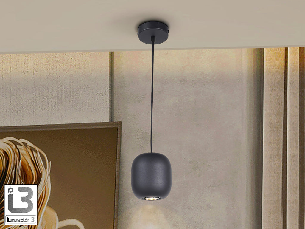 Lámpara colgante Nimes negra mate de Schuller (12856) - Diseño industrial moderno para cocina, comedor o salón, regulable y con casquillo GU10.