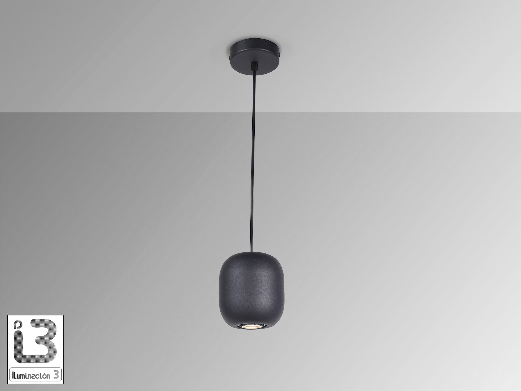 Lámpara colgante I3-NIMES negro mate de Schuller en cocina, comedor o salón. Diseño industrial y moderno con acabado mate y regulable. Utiliza bombillas GU10.