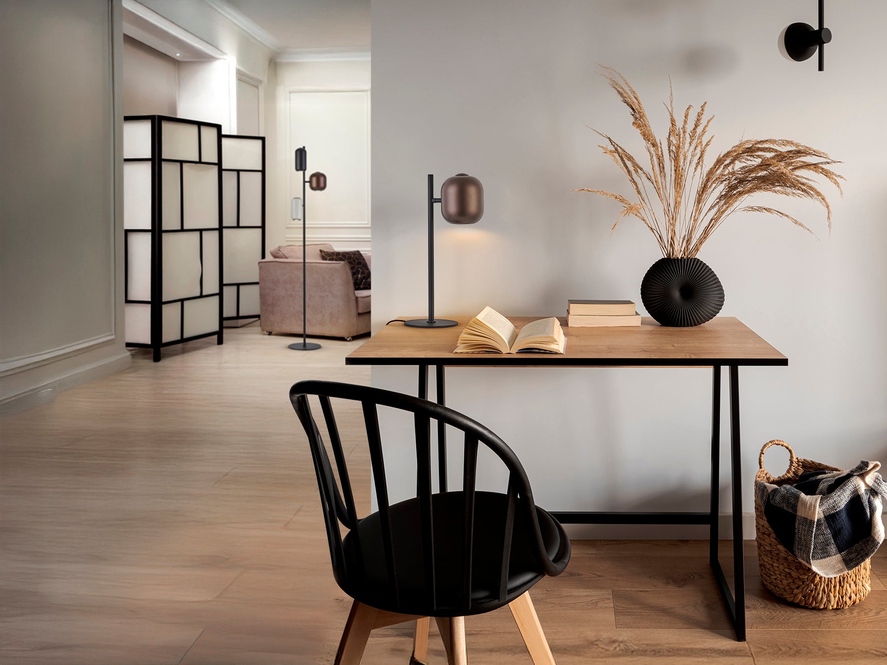 Lámpara de sobremesa Nimes negro-marrón de metal moderno | Schuller 12951 | Decoración e iluminación interior