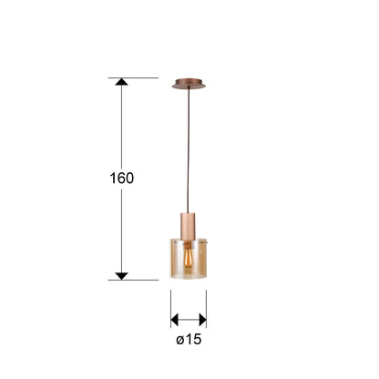 Medidas de Lámpara colgante Venize cobre ámbar Schuller (12973) - Diseño moderno y elegante con cristal y metal, regulable en altura para iluminación interior.