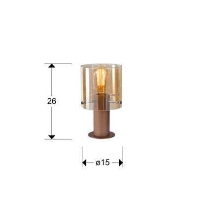 Medidas de Lámpara de sobremesa Venize cobre y ámbar de Schuller (13002) en dormitorio moderno, diseño industrial con cristal y metal. Ideal para salón y recibidor.