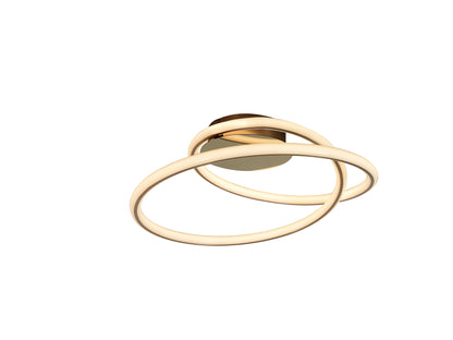 Plafón de techo Tube oro para comedor y salón, de metal moderno con luz cálida LED, colección Schuller 138505.