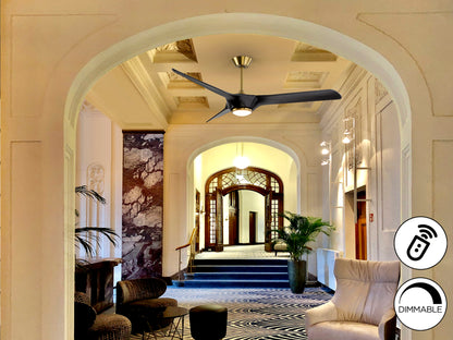 Ventilador de techo ALISIOS negro-bronce Schuller con luz LED regulable y aspas de madera de 152cm | Motor DC de 6 velocidades | Ideal para iluminación y ventilación en el hogar.