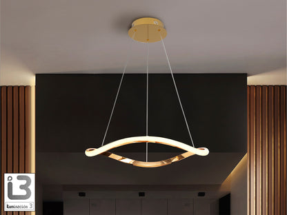 Lámpara de techo Naos 1 aro D60 oro rosa Schuller (151017) para comedor o salón moderno, LED regulable en altura.