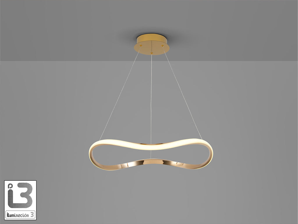 Lámpara de techo Naos 1 aro D60 oro rosa Schuller, ideal para comedor y salón. Diseño moderno con LED regulable en altura.