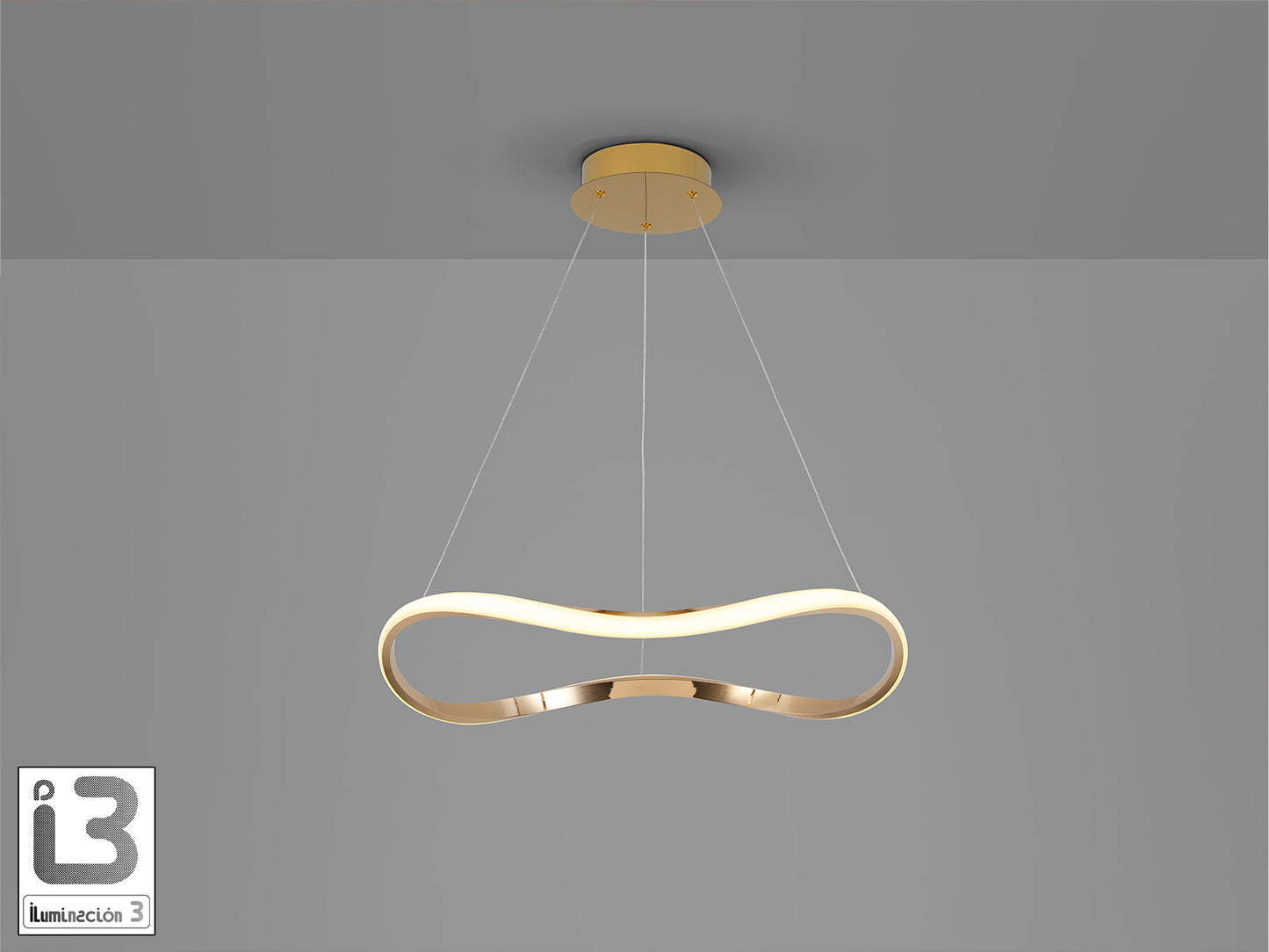 Lámpara de techo Naos 1 aro D60 oro rosa Schuller, ideal para comedor y salón. Diseño moderno con LED regulable en altura.