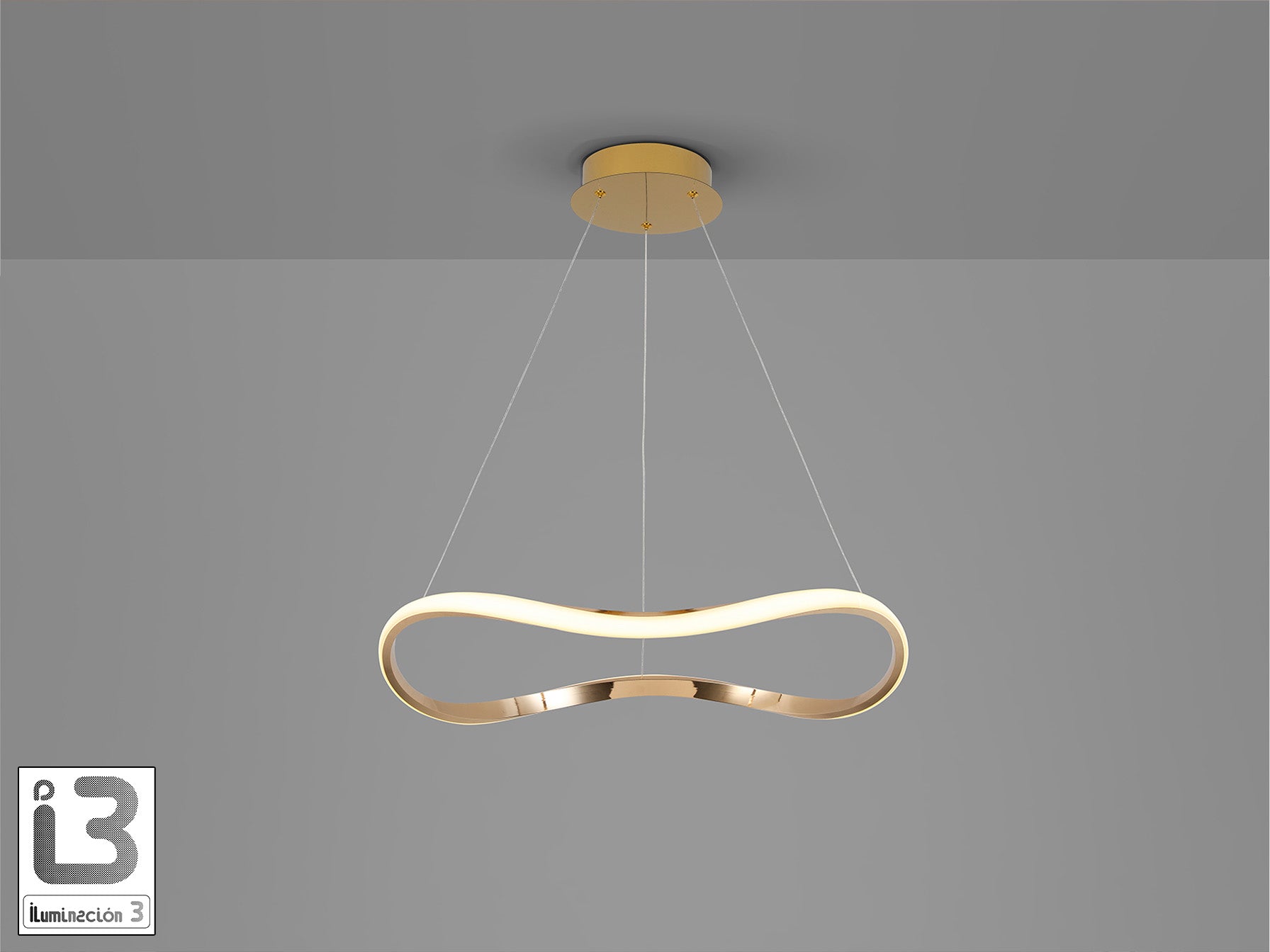 Lámpara de techo Naos 1 aro D60 oro rosa Schuller, ideal para comedor y salón. Diseño moderno con LED regulable en altura.