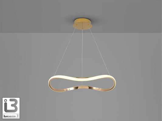 Lámpara de techo Naos 1 aro D60 oro rosa Schuller, ideal para comedor y salón. Diseño moderno con LED regulable en altura.