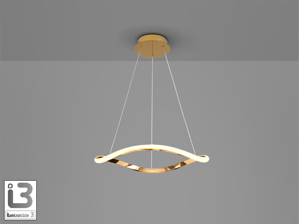 Lámpara de techo Naos 1 aro D60 oro rosa Schuller 151017 - ideal para comedor, salón. Lámpara colgante LED moderna regulable en altura.