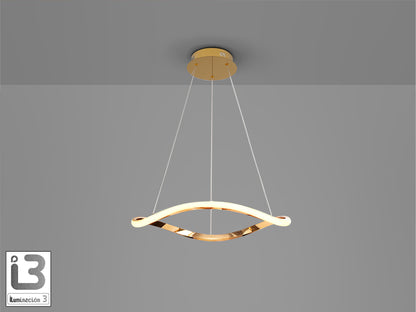 Lámpara de techo Naos 1 aro D60 oro rosa Schuller 151017 - ideal para comedor, salón. Lámpara colgante LED moderna regulable en altura.