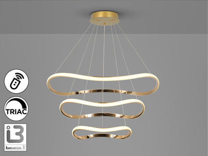 Lámpara de techo Naos 3 aros oro rosa de Schuller (151038) - Diseño moderno, 3 aros con iluminación LED 3000K, 3700lm y regulable. Ideal para salón y dormitorio.