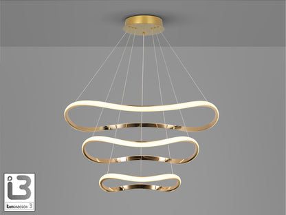 Lámpara de techo Naos 3 aros oro rosa de Schuller (151038) - Diseño moderno con luz cálida (3000K) y regulable, ideal para salón y dormitorio.