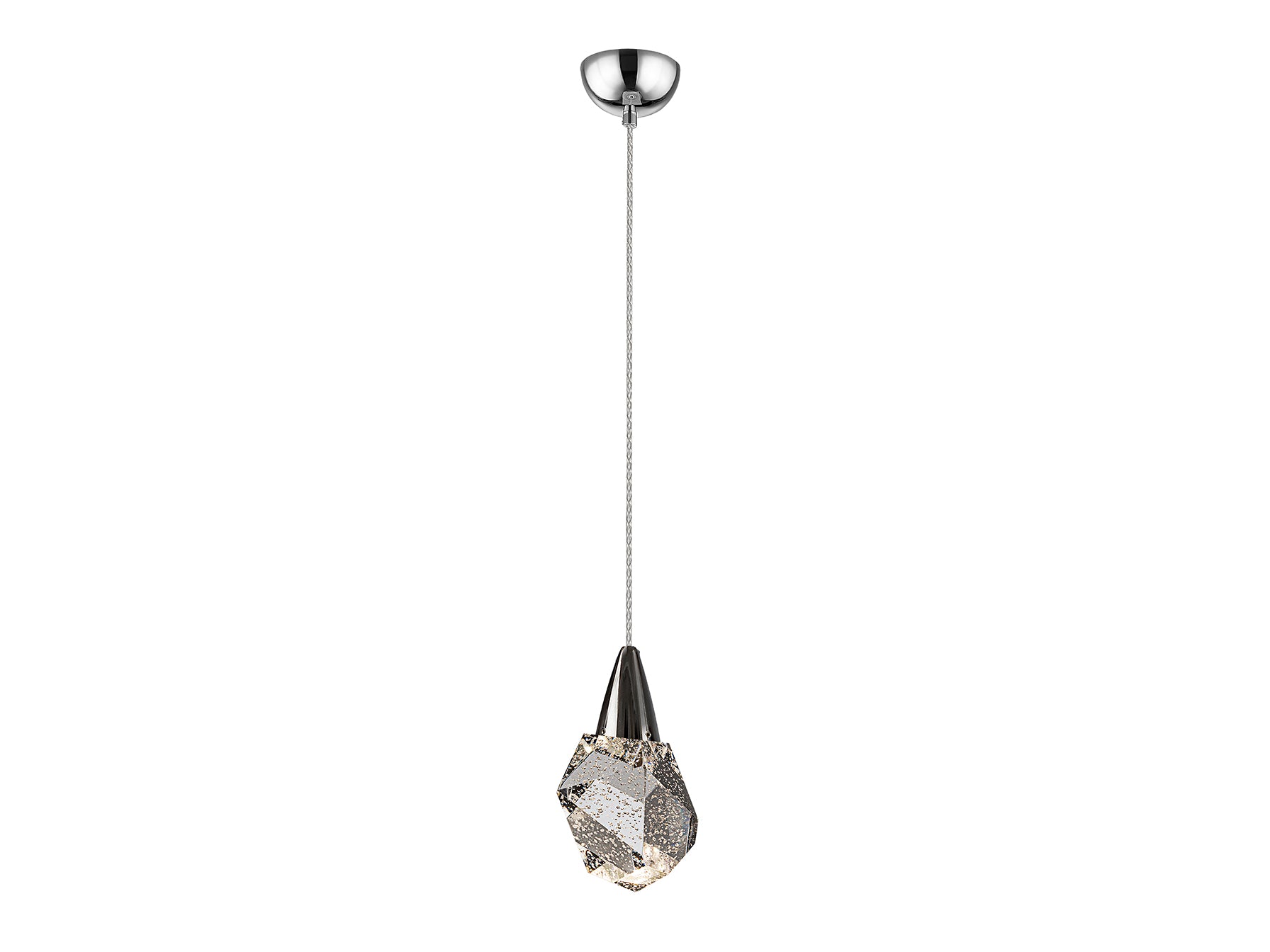 Lámpara colgante Aquaria cromada de cristal con LED regulable en altura para comedor, salón o recibidor. Diseño moderno de Schuller (157018).