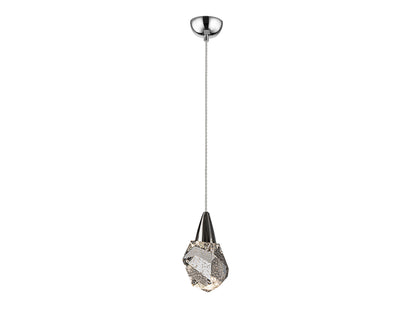 Lámpara colgante Aquaria cromada de cristal con LED regulable en altura para comedor, salón o recibidor. Diseño moderno de Schuller (157018).