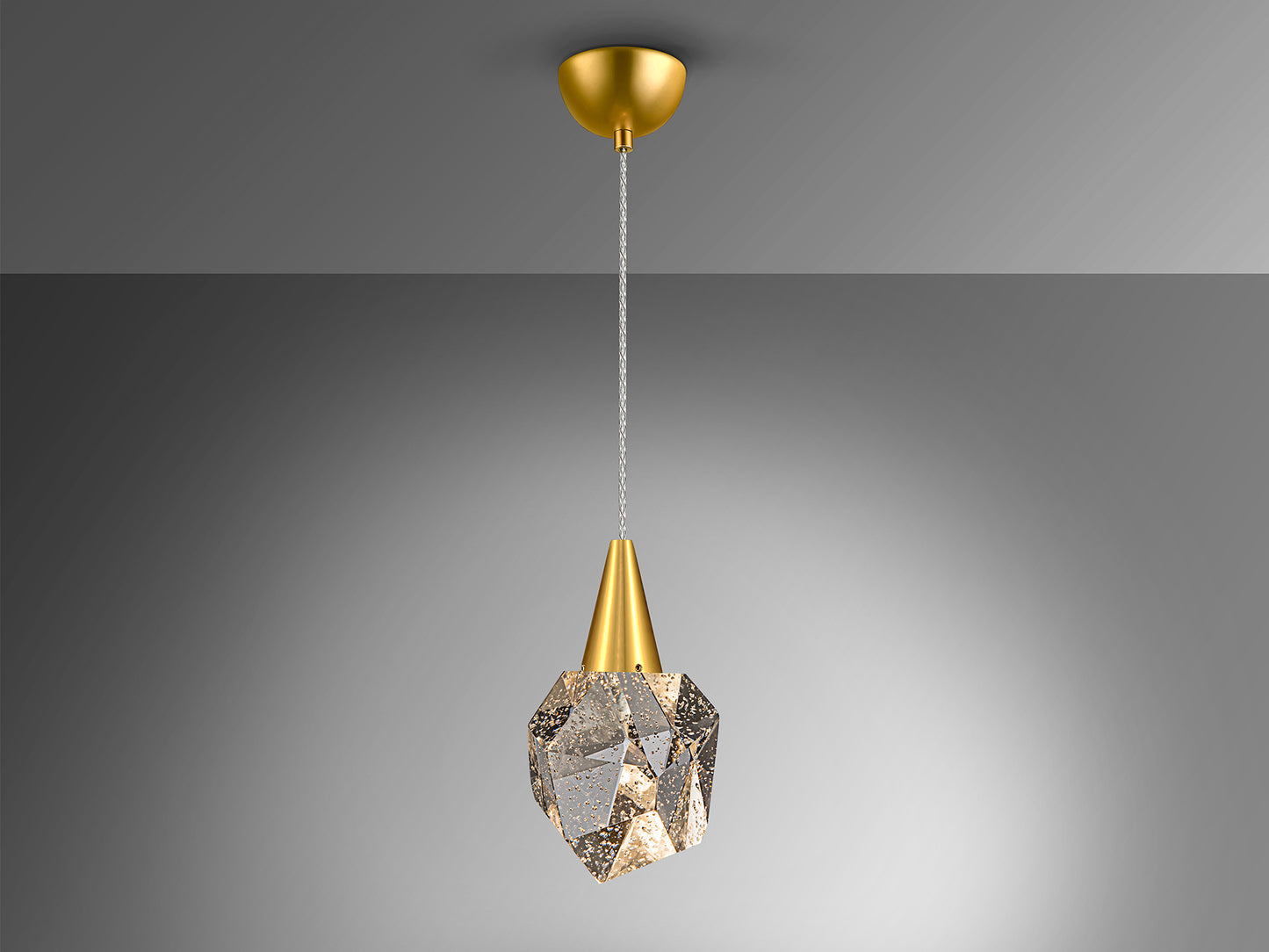 Lámpara colgante Aquaria oro mate para comedor o salón con diseño moderno, cristal y LED regulable en altura | Schuller 157025
