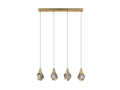 Lámpara de techo Aquaria oro mate con 4 luces LED colgante para comedor o salón, diseño moderno y regulable en altura. Schuller 157155.