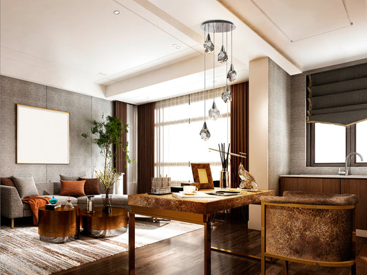 Lámpara de techo Aquaria 6 luces cromado para salón - Schuller 157239 con cristal y LED, diseño moderno y regulable en altura