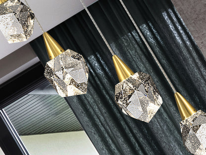 Lámpara de techo Aquaria 6 luces oro mate para comedor y salón con diseño moderno, LED integrado y altura regulable | Schuller 157261