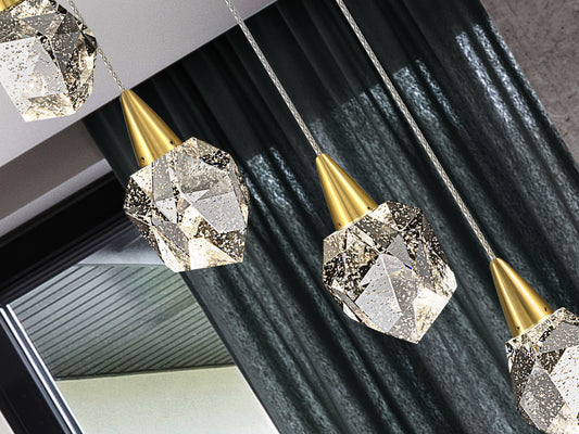 Lámpara de techo Aquaria 6 luces oro mate para comedor y salón con diseño moderno, LED integrado y altura regulable | Schuller 157261