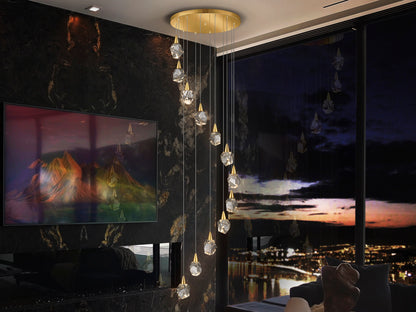 Lámpara de techo Aquaria 12L oro mate de Schuller (157322) - Diseño de lujo con cristal y LED, ideal para comedor y salón. Regulable en altura.