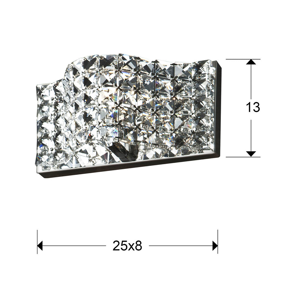 Medidas de Aplique de pared Onda cromado Schuller - 550 lúmenes - Diseño moderno con cristal y metal para baño, dormitorio o salón - Iluminación G9 contemporánea y glamurosa.