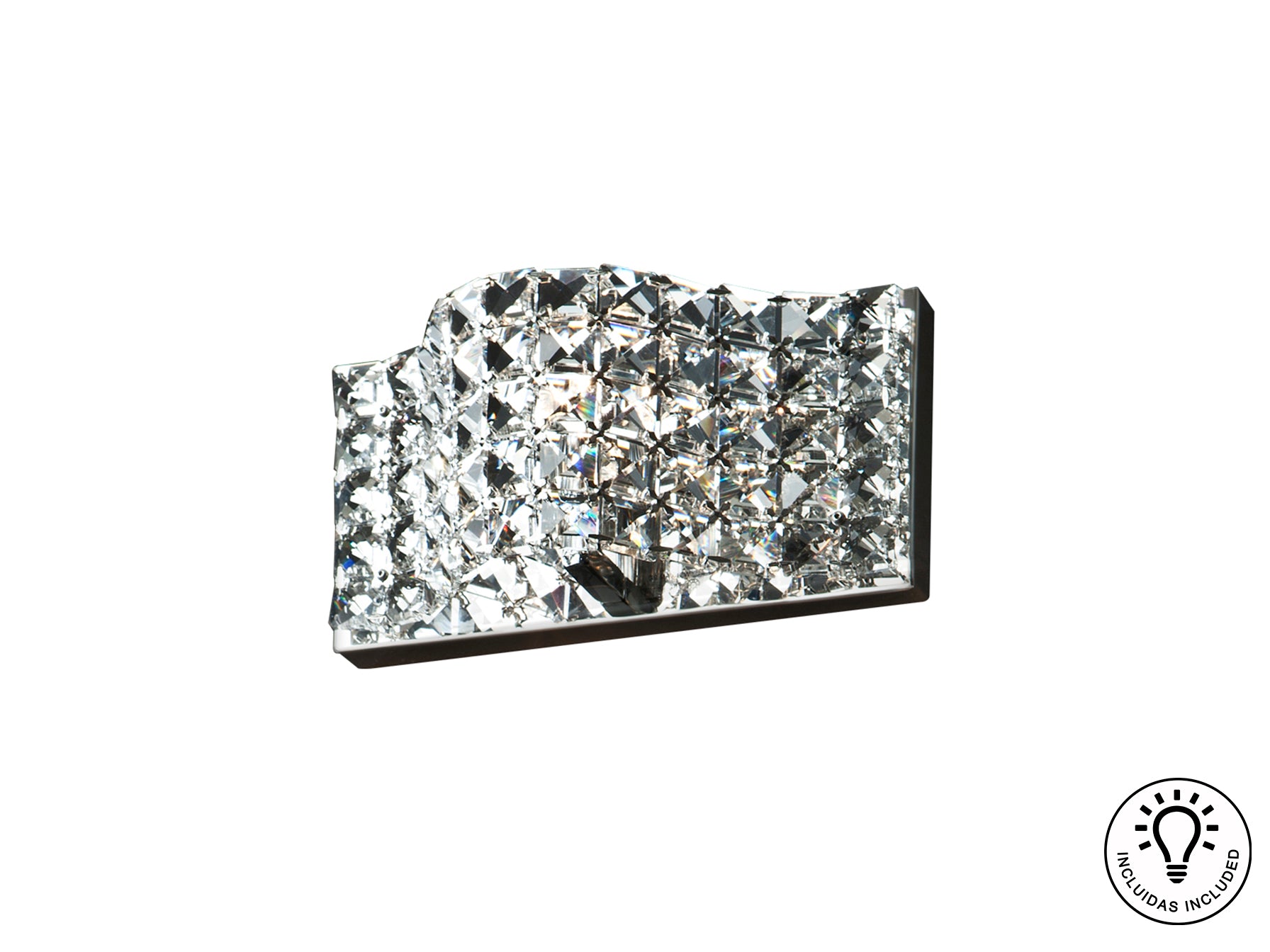 Aplique de pared Onda cromado Schuller para baño, dormitorio o salón, con diseño moderno y cristal, 550 lúmenes y tecnología G9. Ideal para iluminación glam en pasillos.