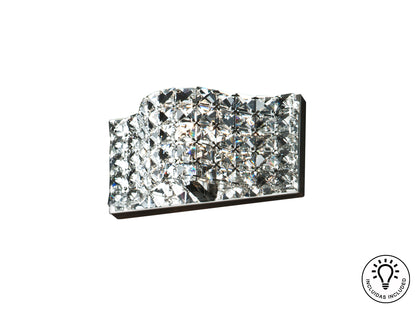 Aplique de pared Onda cromado Schuller para baño, dormitorio o salón, con diseño moderno y cristal, 550 lúmenes y tecnología G9. Ideal para iluminación glam en pasillos.