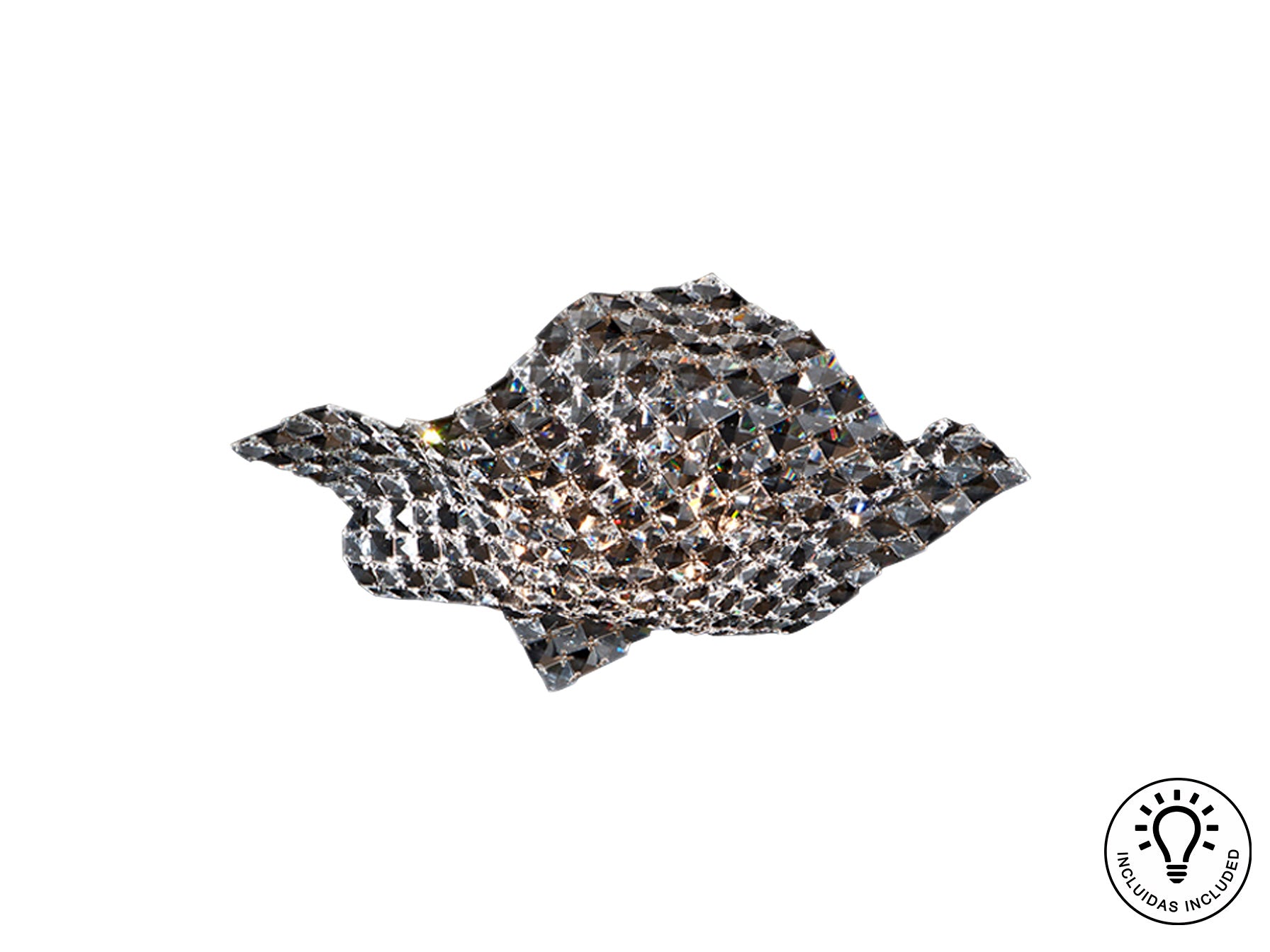 Plafón 4 luces Satén cromo de Schuller, ideal para salón moderno y glam con detalles de cristal.