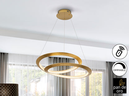 Lámpara de techo Eternity Pan Oro Ø60 dorada de Schuller, diseño Art Déco con detalles en pan de oro, ideal para comedor o salón. Iluminación LED dimable y lujo.