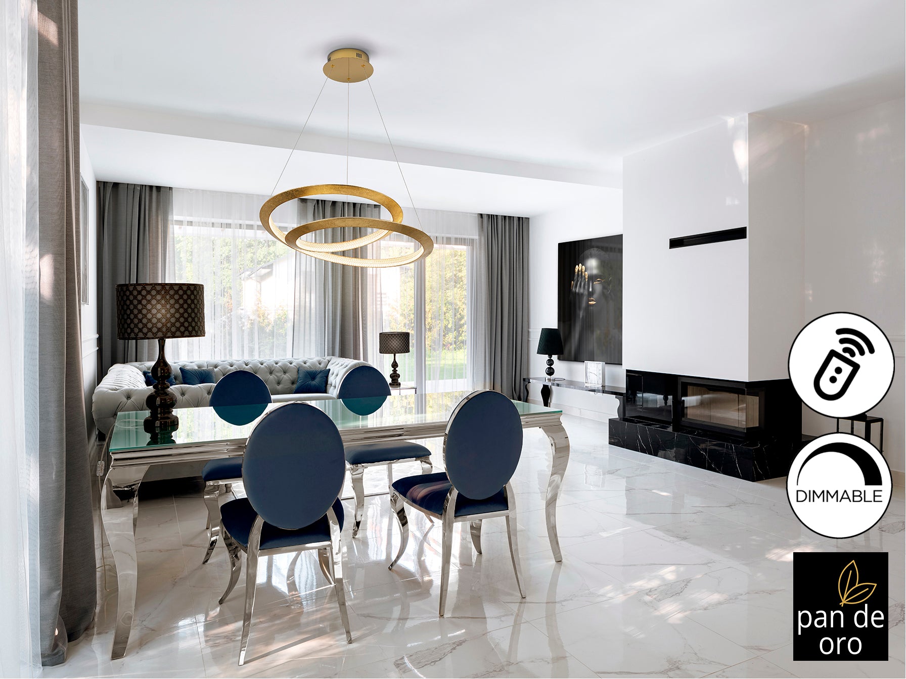 Lámpara de techo Eternity Pan Oro Ø60 DIM de Schuller (165723D) - Diseño moderno con detalles dorados, LED regulable, ideal para comedor y salón.