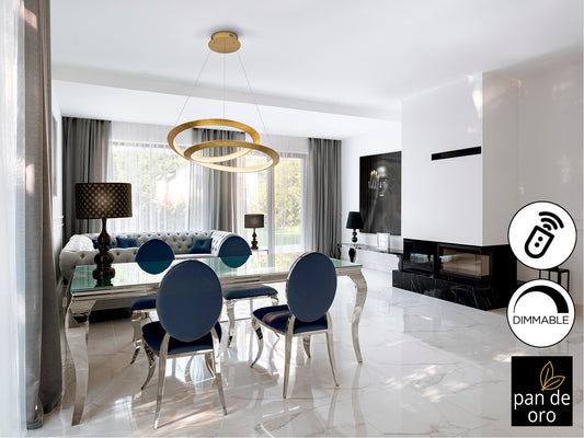 Lámpara de techo Eternity Pan Oro Ø60 DIM de Schuller (165723D) - Diseño moderno con detalles dorados, LED regulable, ideal para comedor y salón.