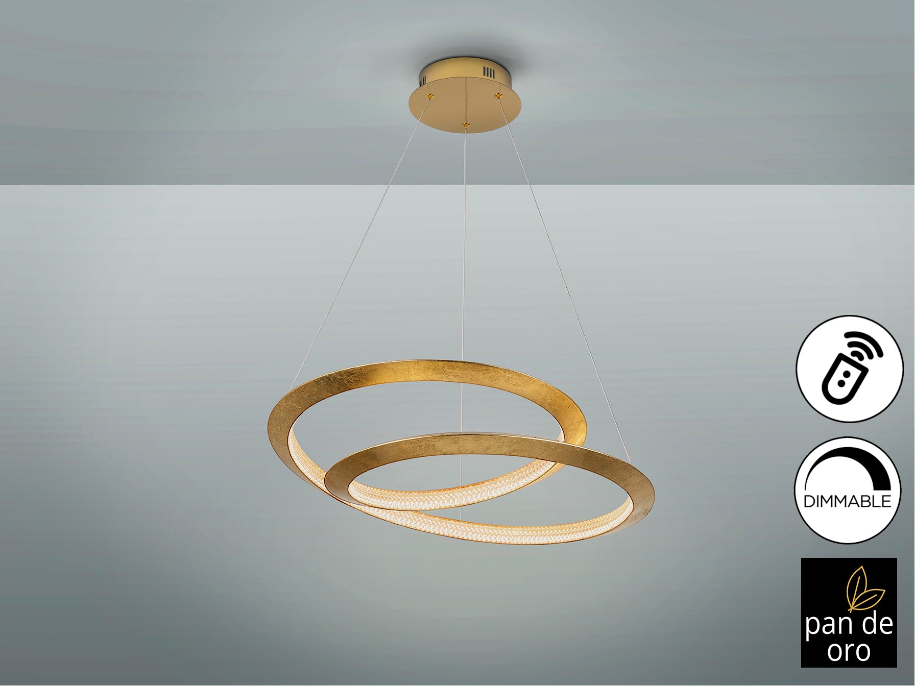 Lámpara de techo Eternity Pan Oro Ø60 dorada de Schuller, diseño Art Déco con pan de oro, ideal para comedor y salón. Iluminación LED dimable, lujo y estilo. [Colección Eternity, 165723, acrílico y metal].