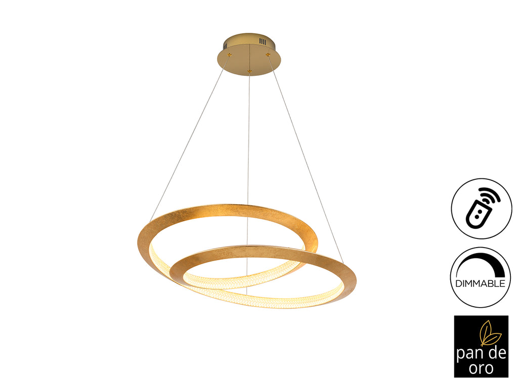 Lámpara de techo Eternity Pan Oro Ø60 DIM de Schuller, diseño Art Decó moderno con LED, ideal para salón y comedor. Acabado dorado de lujo, dimmable, fabricada en metal y acrílico. Colección Eternity.