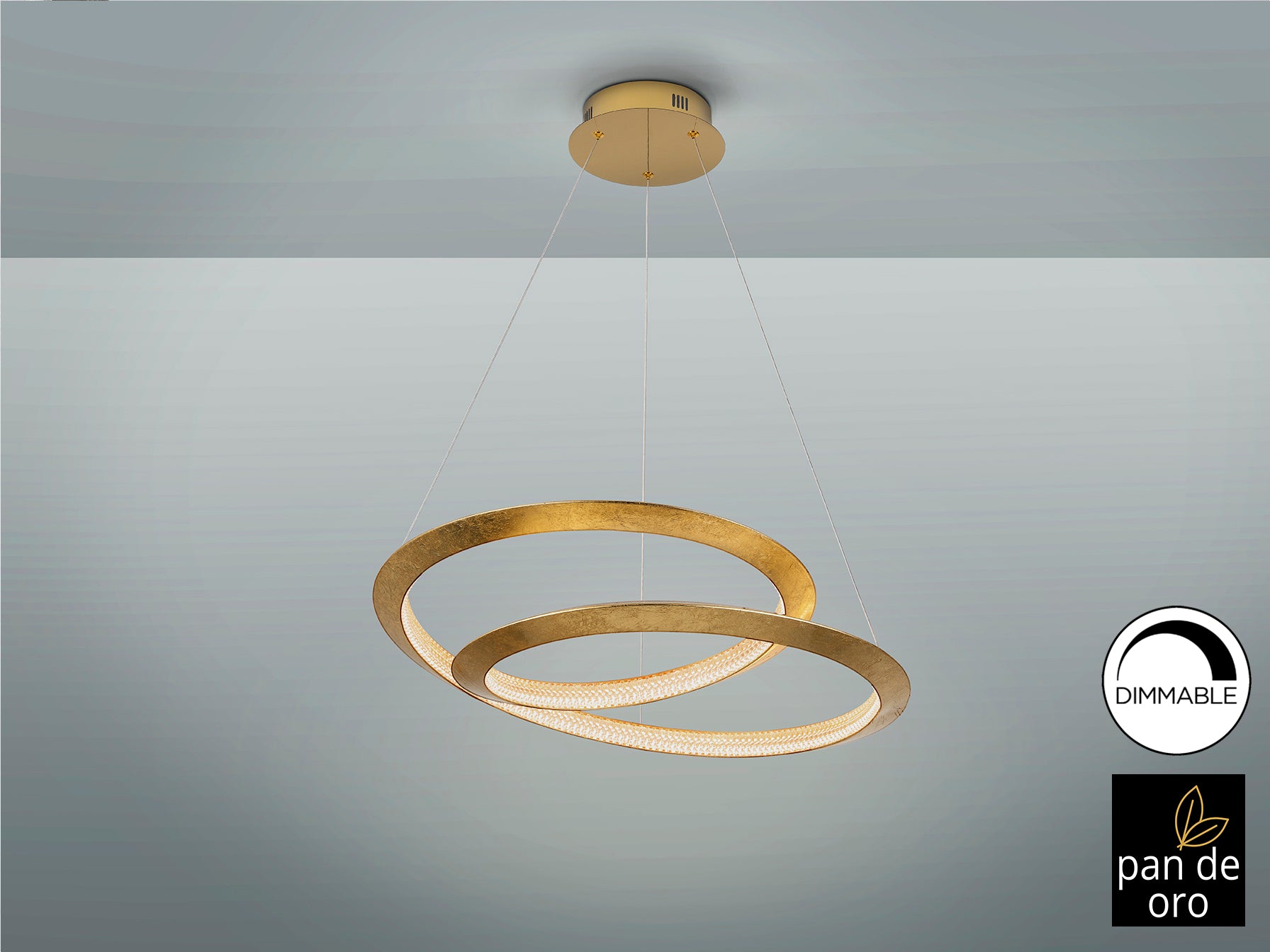 Lámpara de techo Eternity Pan Oro Ø60 dorado de Schuller, diseño Art Déco con pan de oro, ideal para comedor y salón. Iluminación LED dimable, colección Eternity, metal y acrílico. (165723)