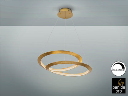 Lámpara de techo Eternity Pan Oro Ø60 dorado de Schuller, diseño Art Déco con pan de oro, ideal para comedor y salón. Iluminación LED dimable, colección Eternity, metal y acrílico. (165723)