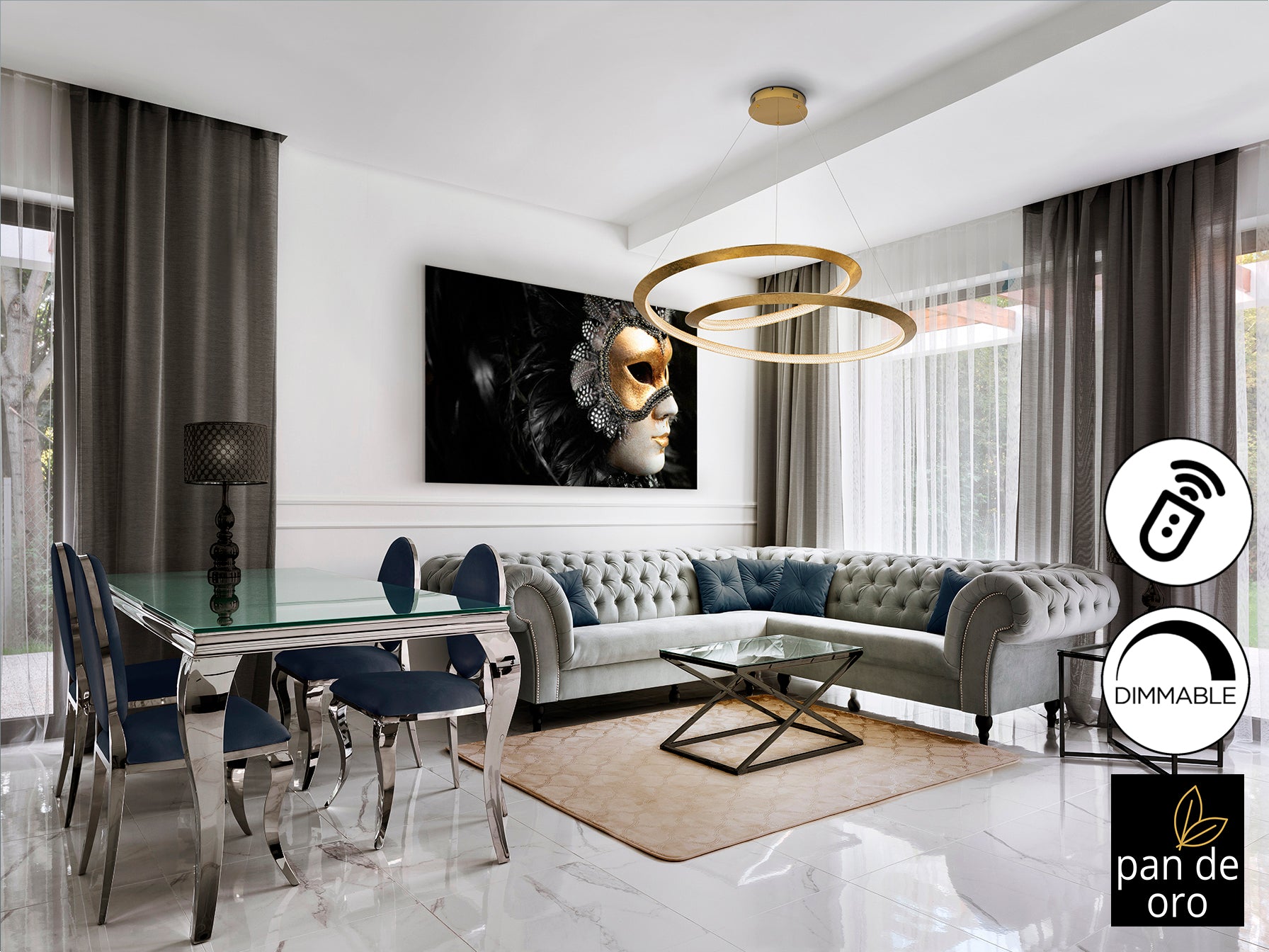 Lámpara de techo Eternity Pan Oro Ø97 dorada de lujo | Acrílico, metal y diseño moderno | Schuller 165839D | Iluminación dimmable