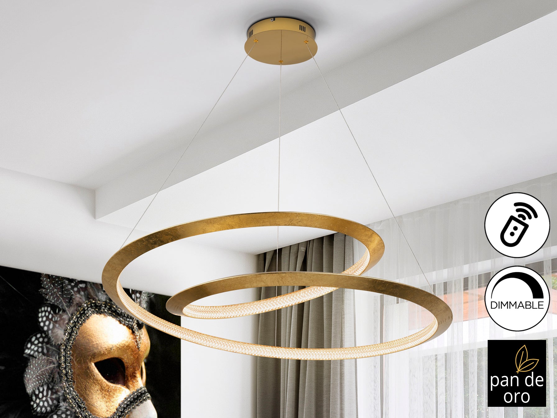 Lámpara de techo Eternity Pan Oro Ø97 dorado de lujo, con diseño moderno, metal y acrílico, regulable (dimmable) de la marca Schuller.