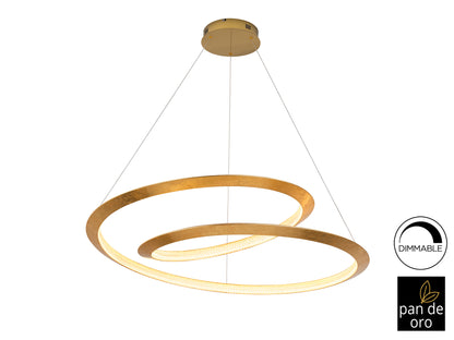 ```html
<img src=[URL de la imagen] alt=Lámpara colgante Eternity Pan Oro Ø97 dorada para comedor y salón moderno de lujo con LED, de Schuller. Diseño dorado y elegante.>
```