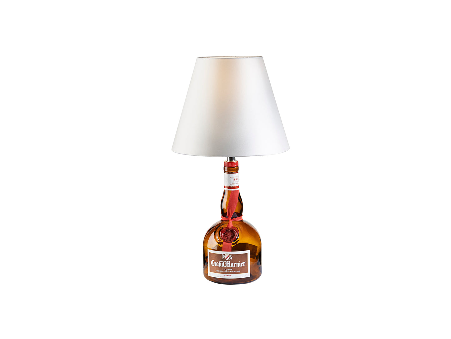 Kit de sobremesa Schuller 167239 con pantalla blanca y base cromada, ideal para salón. Diseño moderno con tejido y metal, perfecto para DIY y lámparas de botella.